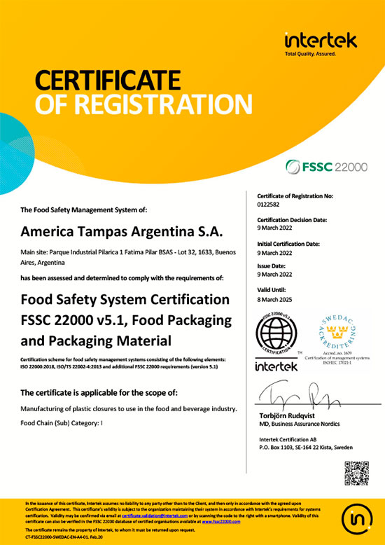 Certificado FSSC 22000